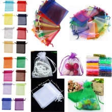 50 sztuk (13x18cm)Organza opakowanie na biżuterię upominek cukierki wesele Goodie pakowanie sprzyja ciasto słodycze woreczki torby obecne