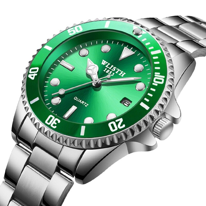 Ananke-reloj analógico de acero inoxidable para hombre, accesorio de pulsera de cuarzo resistente al agua con calendario, complemento Masculino de de lujo con estilo informal, perfecto para: green