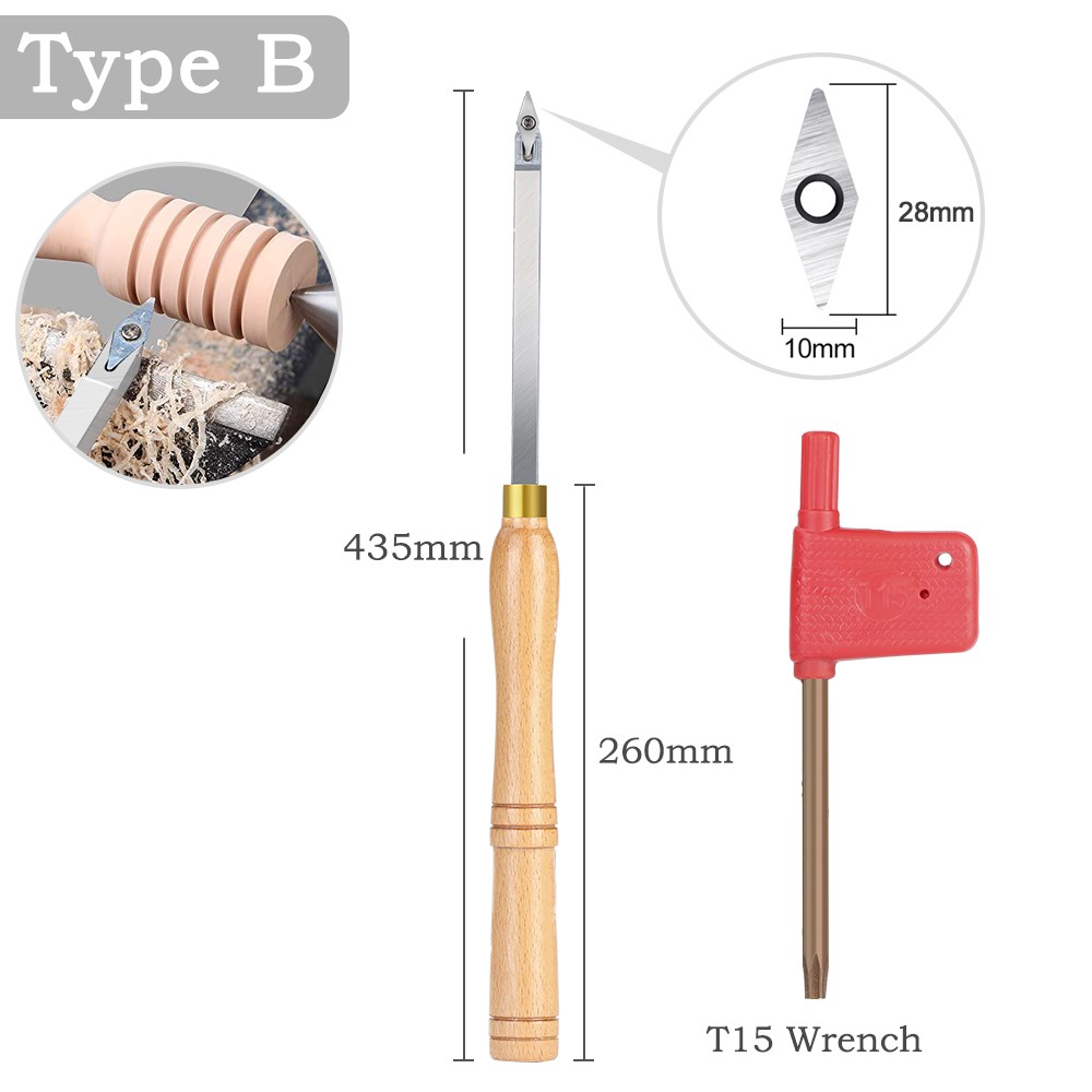 Herramienta de torneado de madera HAMPTON herramienta de torno de carpintería con inserto de carburo rugoso acabado de cuello de cisne herramientas de hueco: RED