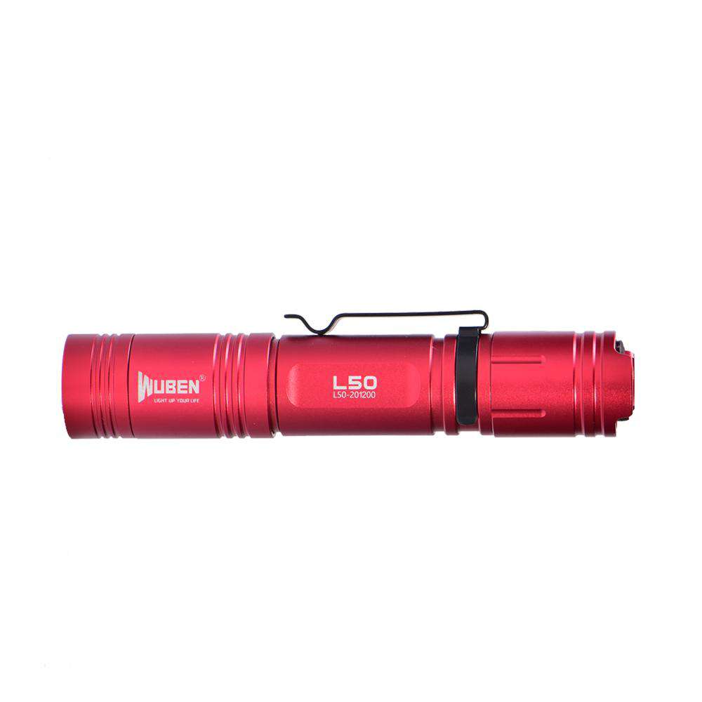 Wuben L50 Flashlight Red Commemorative Edition OSRAM P9 LED 1200 Lumens USB Rechargeable Torch Light with 18650 battery