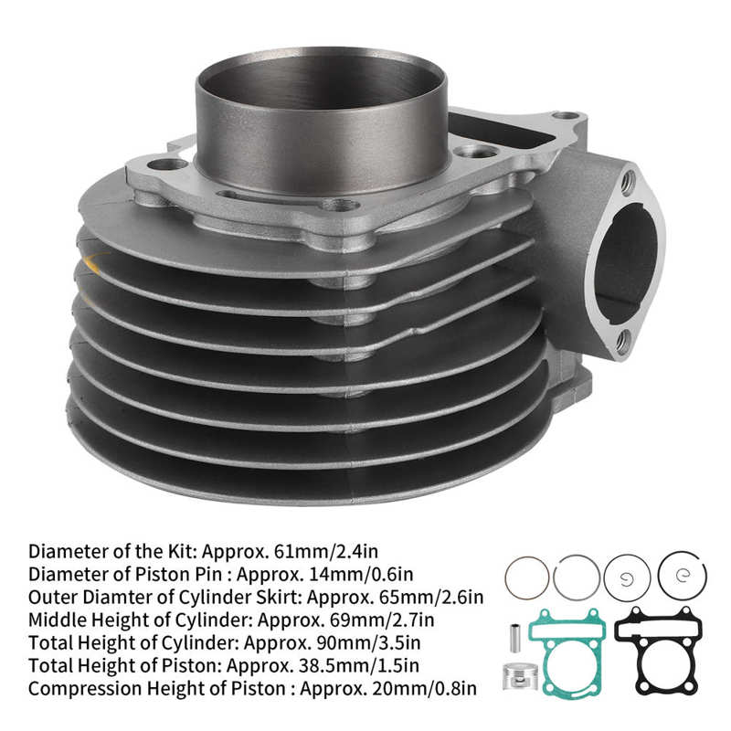 Kit de cilindro de gran cilindro para motores de escúter GY6, cilindro para motores de GY6-1P52QMI/GY6-1P57QMJ, 180CC, 2,4 pulgadas, 125CC/150cc