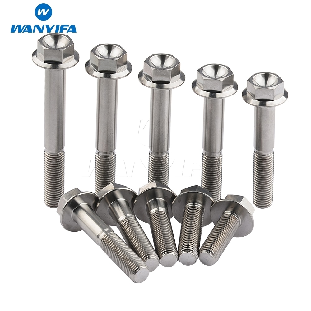 Wanyifa  m10 titanium ti bolte 1.25 pitch flange sekskantede bolte skruer  m10 x 30 35 40 45 55 60 65 70 75 80 100mm