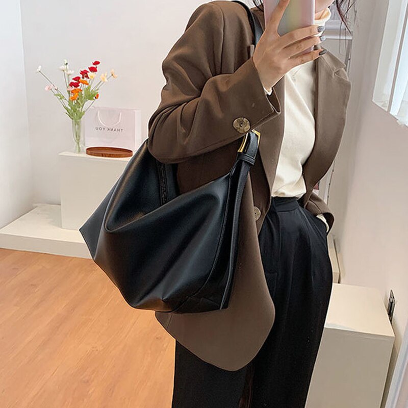 Umhängetaschen für Frauen Tasche Schulter Tasche Tote Tasche Handtasche Geldbörse Weibliche Weiche PU Leder Hohe Kapazität Zipper: Black