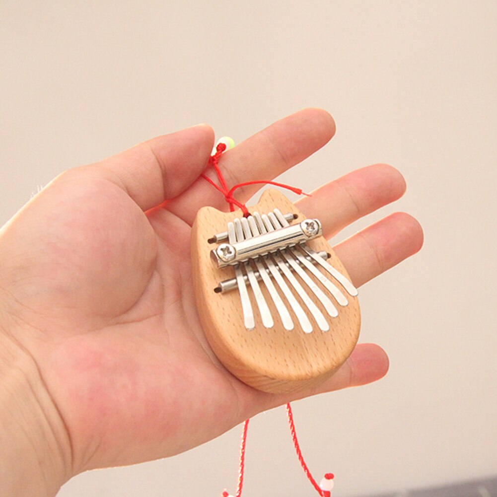 Mini 8 Keys Kalimba Mahogany Thumb Piano w/ Lanyard Percussion Instrument High Wooden Body Kalimba Accessories