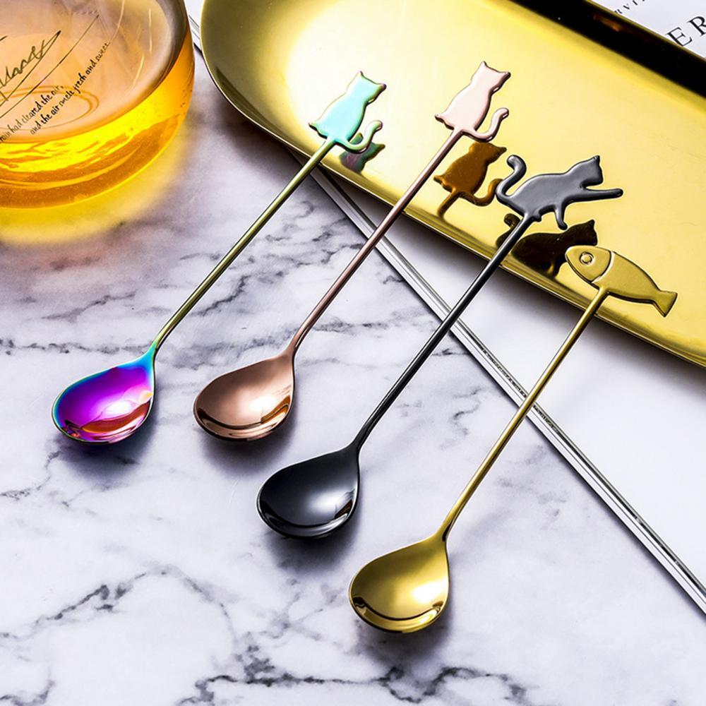 Mini Cuillères à Café Noires – Set De 6, Acier Inoxydable, Style Minimaliste