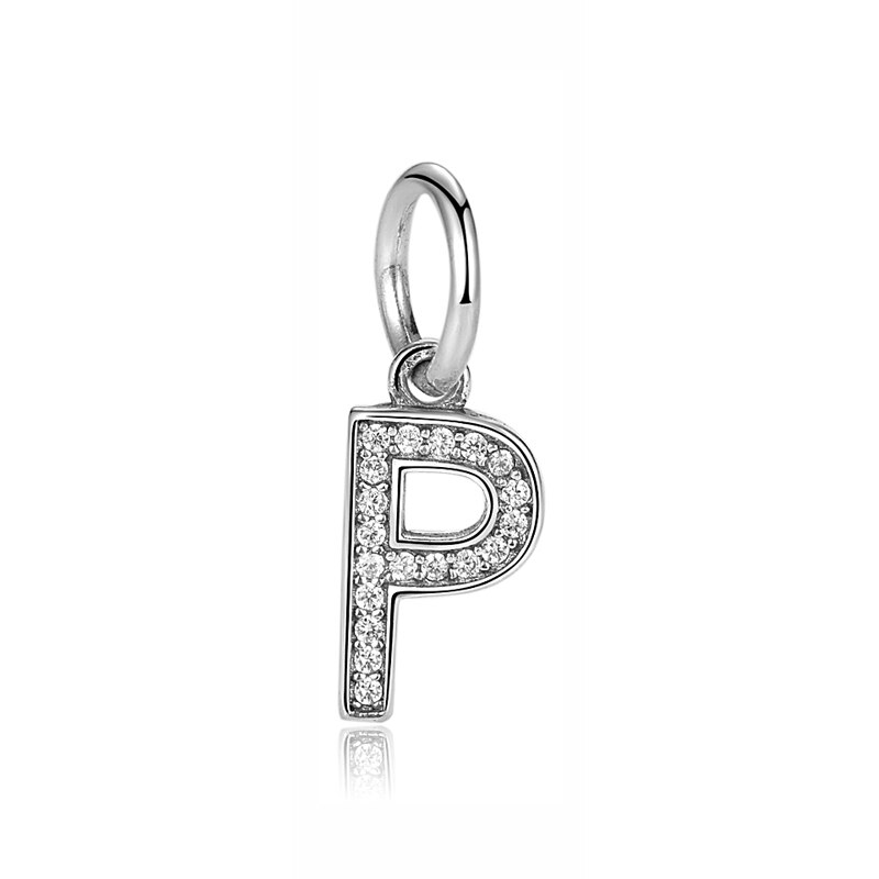 Original 100% de Plata de Ley 925 del encanto del grano de A-Z cartas colgante encantos alfabeto pulseras de las mujeres la fabricación de la joyería DIY