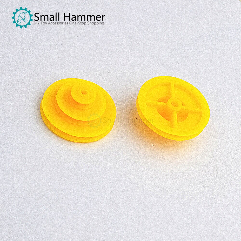 10pcs 27mm yellow plastic three-layer pulley variable hole pulley diy micro motor gearbox parts gear box accessory parts