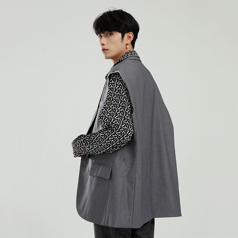 Iefb Herenkleding Lente Causale Pak Vest Koreaanse Mode Ins Losse Casual Vest Met Pocket Grey Mouwloze y5400