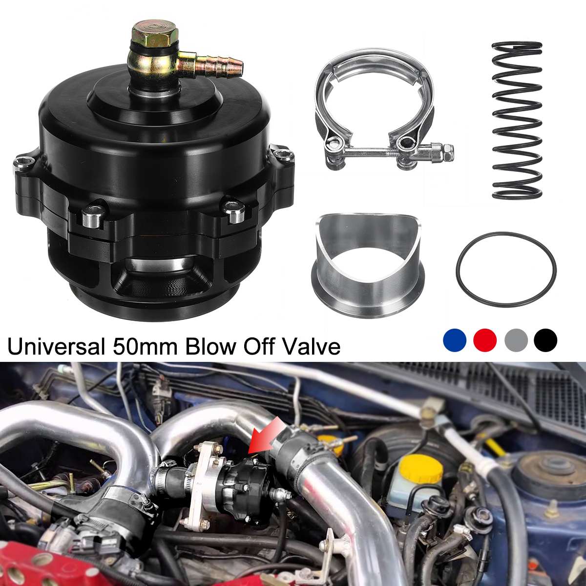 Energy 50mm Blow Off Valve Universal Turbo BOV Spring With Flange Blow Dump Blow Off Adapter