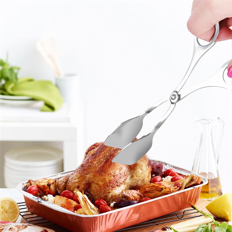 Pinzas para barbacoa de 7 pulgadas, bufé de barbacoa, ensalada, repostería, Forma de tijera, tijeras de acero inoxidable, pinza de cocina para ensalada