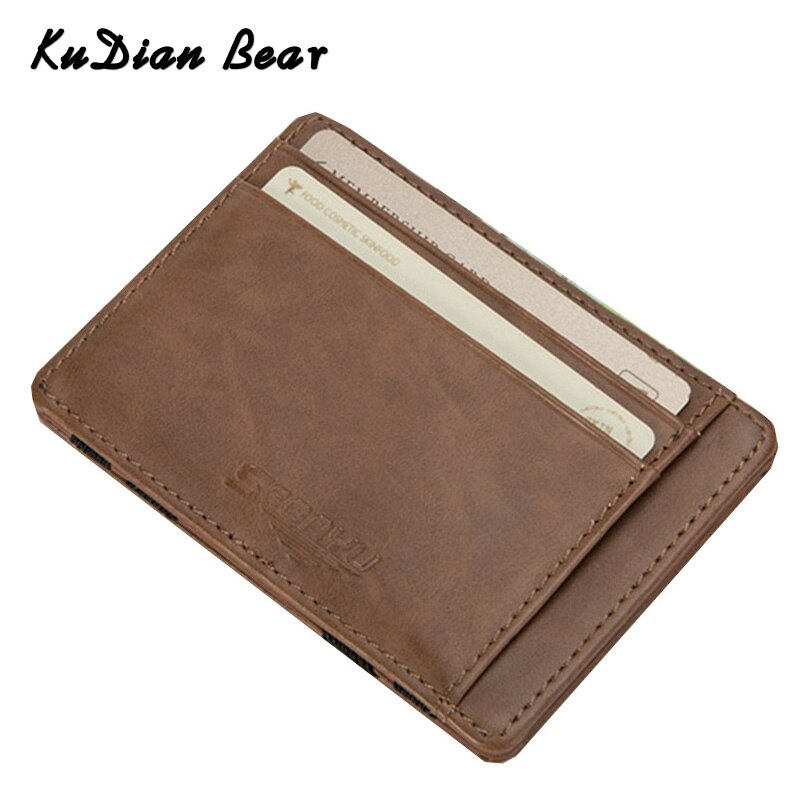 KUDIAN BEAR Slim Wallets PU Leather Men Magic Wallet Rfid Card Holder Mini Wallets Card Holders Carteira BID142 PM49