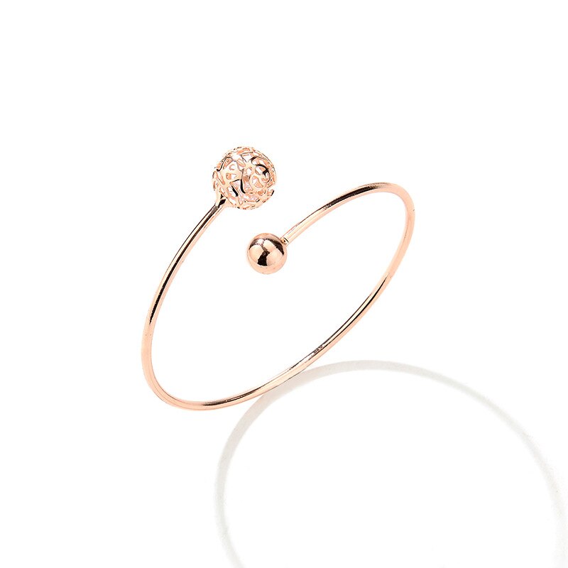 Women' Simple Cuff Bracelet Bangles Geometric Opening Lady Bangles Hollow Ball Bracelet Personality Statement Jewelry