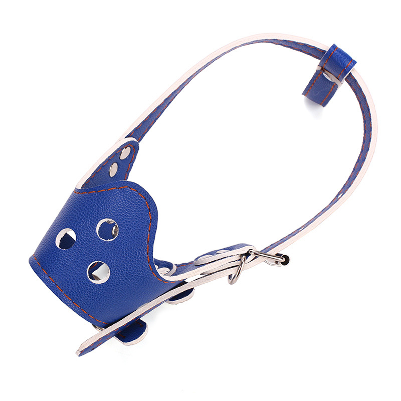 Anti-biss Einstellbare Welpe Große Hund Maulkorb Maske Kleine Mittel groß Hunde Chihuahua Shiba Inu dauerhaft Leder Haustier Maulkörbe chiens: Blau / XS-passen 1.0-5.0kg