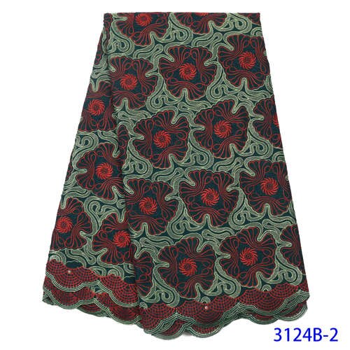 Swiss Voile Lace in Switzerland African Fabric Cotton Laces Fabric Embroidery Lace with Stones for Women KS3124B: Picture 2