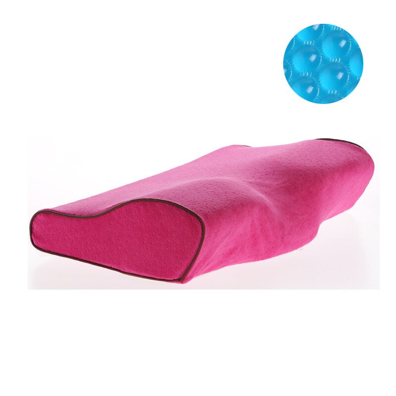 Orthopedic Memory Foam Gel Pillow Butterfly Shape Anti-snore Sleep Pillow Comfortable Health Care Neck Pillow Home Bedding: Rosered