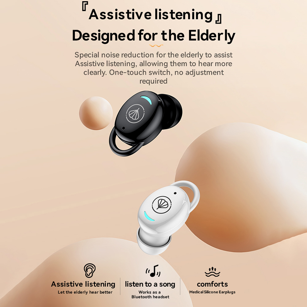Hearing Aids Bluetooth-Compatible 5.3 Earphone Rechargeable Hearing Aids Sound Amplifiers Noise Cancelling Single Ear Headphone