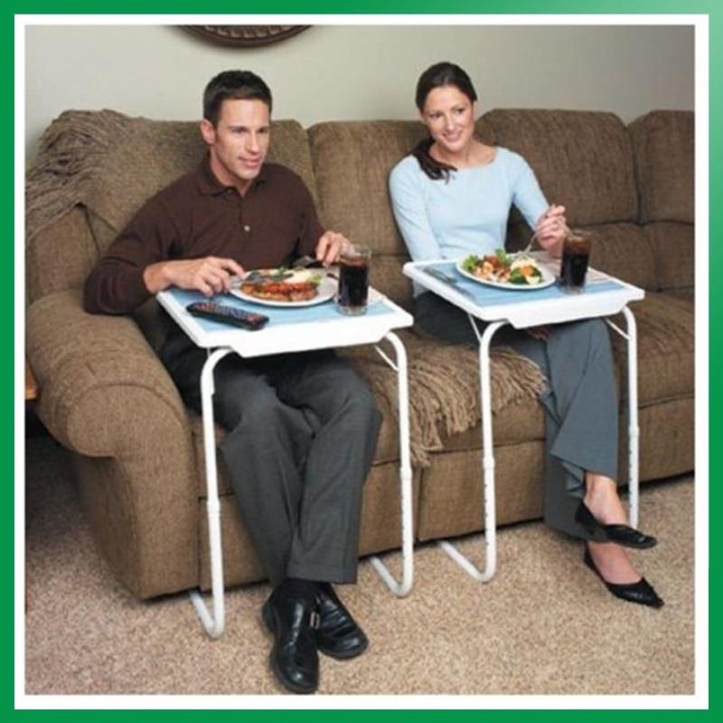 Mesa Auxiliar Plegable Portatil Ajustable para Cama Escritorio Ordenador Soporte Resistente Multifunción Blanco Hogar BN1008
