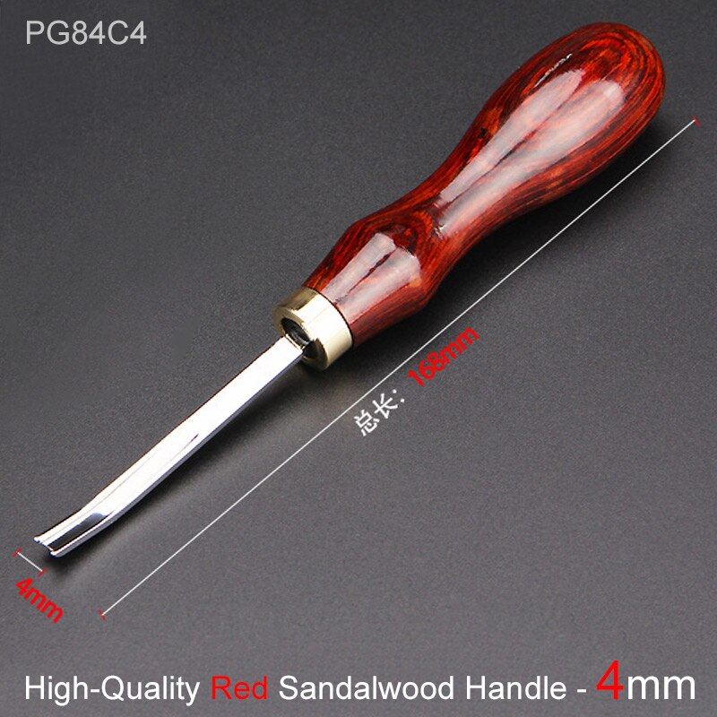 Leather Edge Beveler Skiving Tool, Wide Mouth Leathercraft Thinning Curved Angle Round Edge Shovel Craft Trimmer: Red Sandalwood 4mm