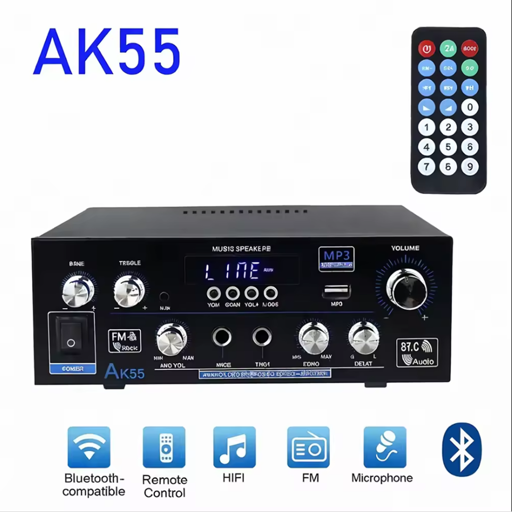Wzmacniacz cyfrowy HiFi AK55 Kanał 2.0 Bluetooth Surround Sound Moc Maksymalna 90Wx2 Głośnik do Domu Samochodu BT 5.0 Audio AMP