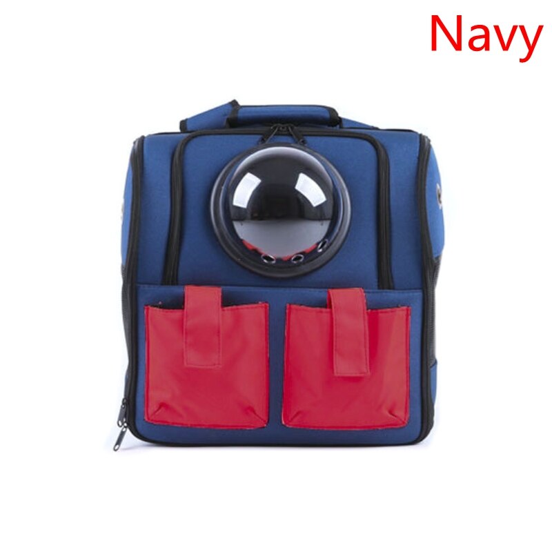 The capsule bag carrying pet cat breathable outdoor portable packaging bag pets puppy travel backpack for dogs carrier: Navy