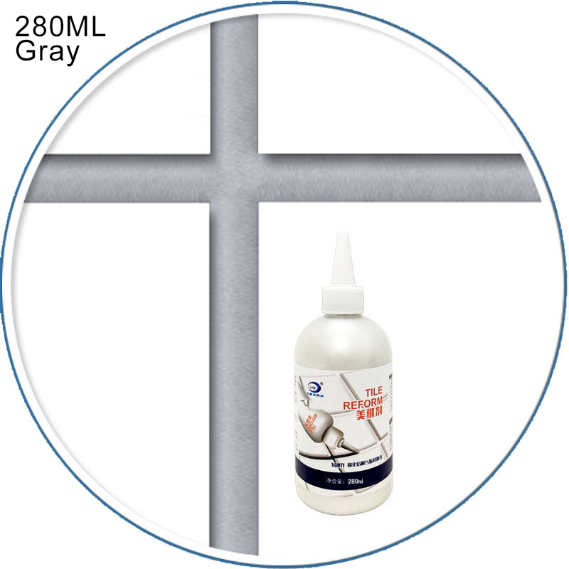 280ml Tile Repair Glue Refill Agent Epoxy Waterproof Grout Sealant for Floor Seam Gap Repair Mouldproof Restore Tile Grout Lines: 280ml Gray