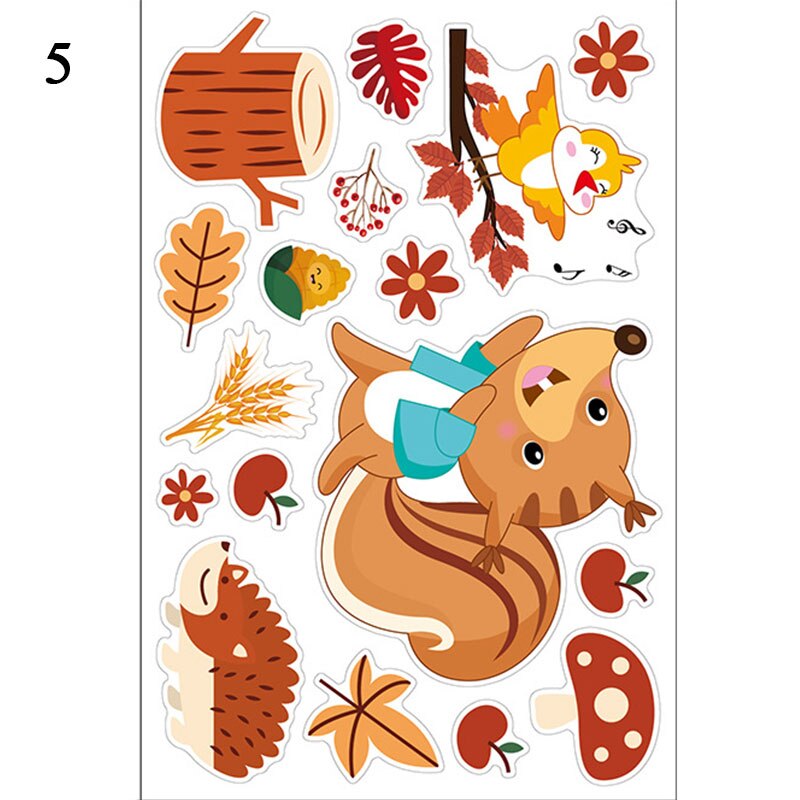 Cartoon Autumn Maple Leaf Window Wall Stickers Thanksgiving Bedroom Fall Leaf Turkey Fruit Wall Sticker Wall Decal Art: 5