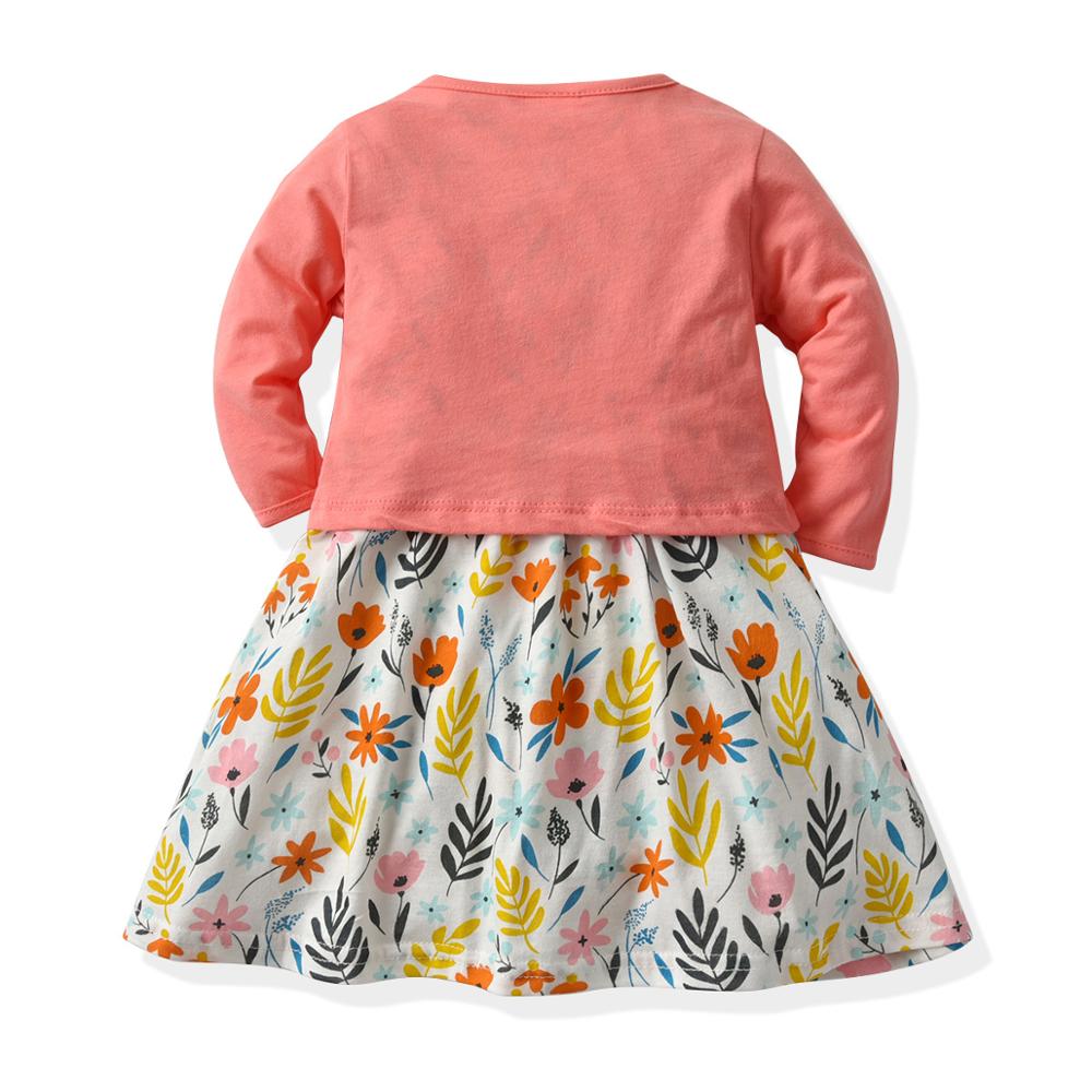 printemps été nouvelles filles robe été imprimé belle sans manches coton robes Blouse + haut pull 2 PC ensemble 6-24 mois