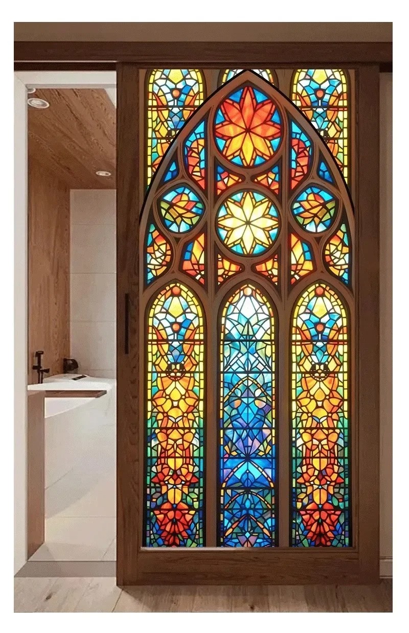 Adesivi elettrostatici per vetri per finestre retrò Pellicola decorativa per finestre colorate con uccelli floreali Decorazioni per la casa per la privacy rimovibili