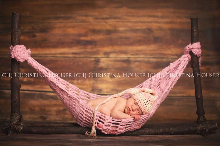 Höst nyfödd fotorekvisita hängmatta ull handgjord stickad krok snöre väska babyfotografering rekvisita studio fotografi tillbehör