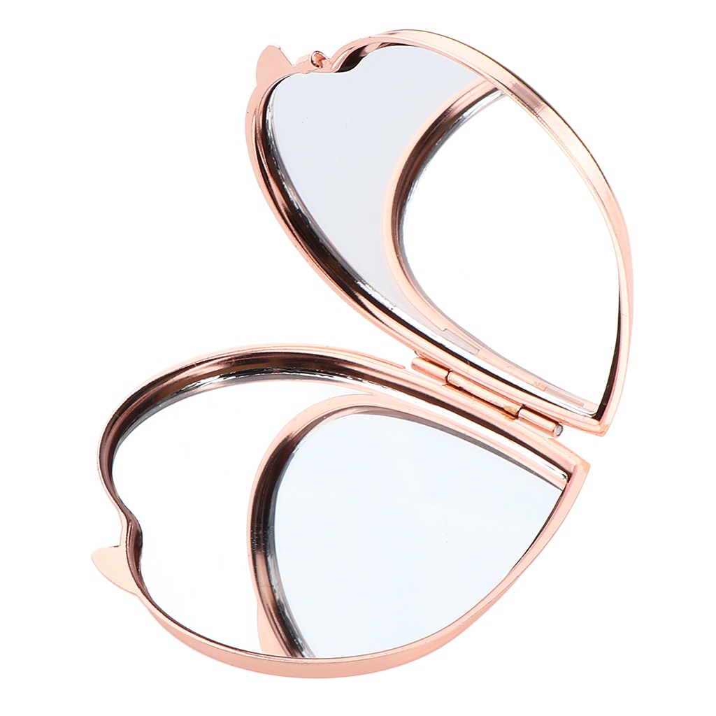 Espejo compacto de doble cara con forma de corazón para mujer y niña, espejo de mano para maquillaje pequeño, para de bolsillo o monedero de viaje