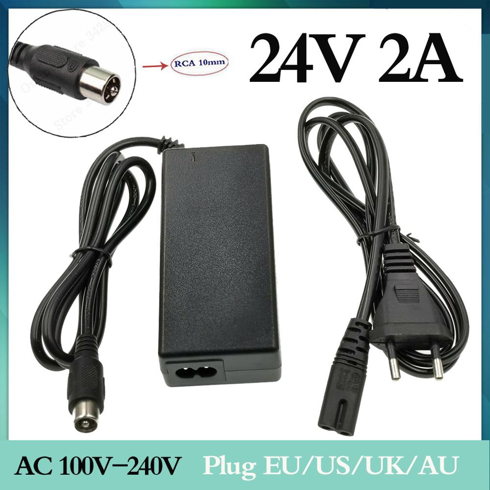 Cargador de batería de ácido y plomo para bicicleta eléctrica, cargador de ruedas de 24 V y 2A, para césped, 1 ud.
