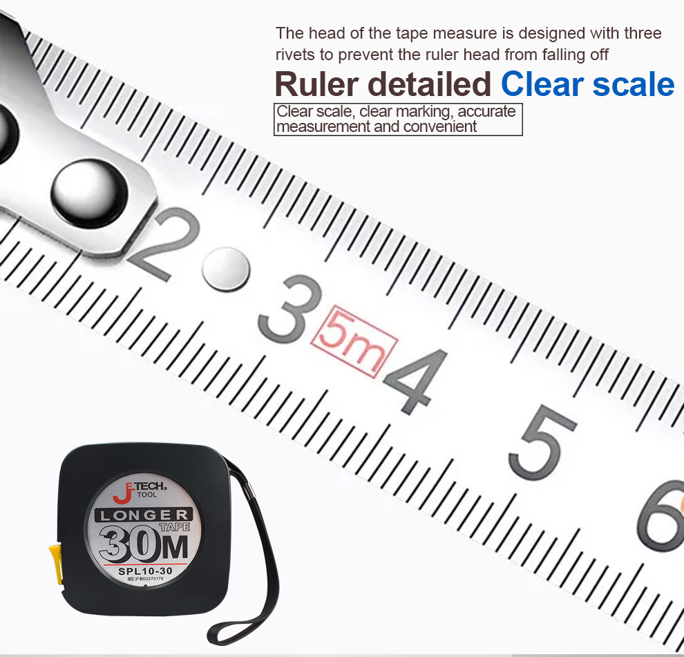 10m 20m 3m Tape Measure Steel Construction Measuring Ruler Woodworking Hand Tools Height Distance Gauging Retractable Roll Tape