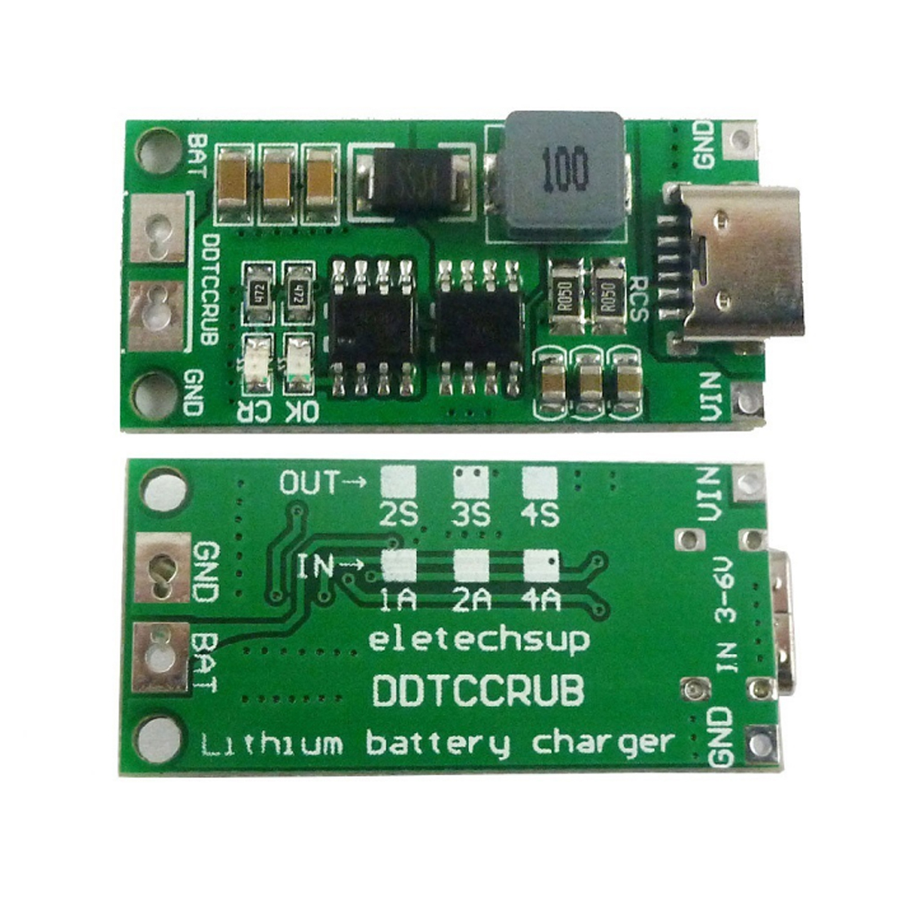 Multi-Cell 2S 3S 4S Type-C To 8.4V 12.6V 16.8V Step-Up Boost LiPo Polymer Li-Ion Charger 7.4V 11.1V 14.8V 18650 Lithium Battery: green / 18A