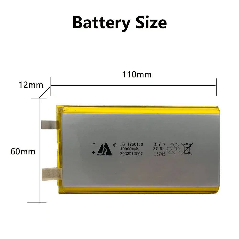 3.7v 10000mah 1260110 bateria de polímero de lítio/bateria de íon de lítio com placa de proteção para banco de potência gps 100% capacidade real