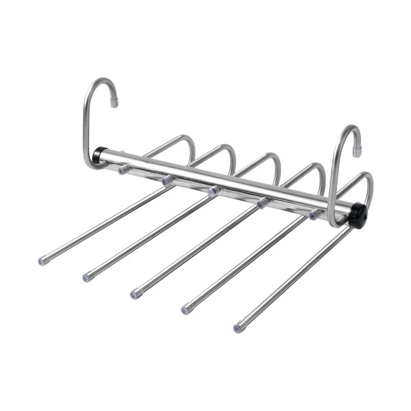 5/9 layer Folding Pants Hangers Stainless Steel Storage Shelf Clothes Rack Organizer For Wardrobe Jeans Trousers Scarf Organizer: Light Grey