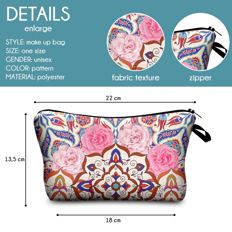 Jomtokoy Women Mandala Printing Makeup Bags Cosmetics Pouchs For Travel Ladies Pouch Women Cosmetic Bag