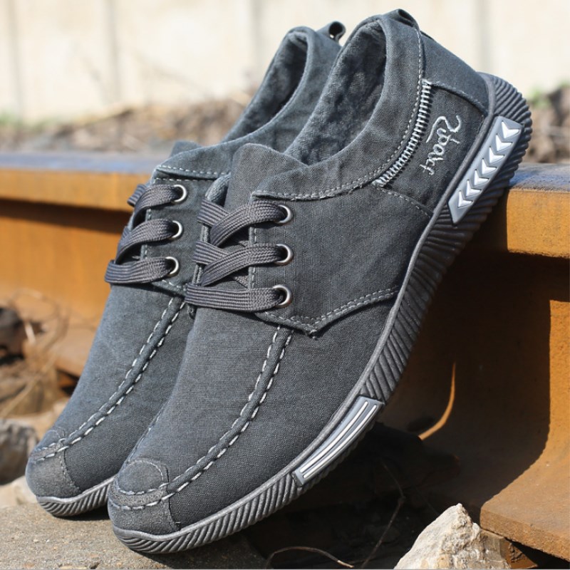 Heren outdoor canvas wandelschoenen heren denim stoffen schoenen zomer herenschoenen vulkaniseren heren platte schoenen maat 38-46: Grijs / 6.5