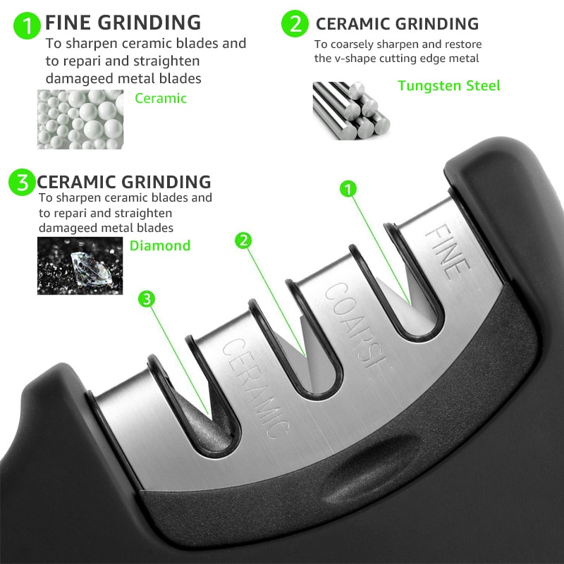 Knife Sharpener Diamond Stainless Steel Knife sharpening Tool Carbide Ceramic Knife Kitchen Tools Sharpening Stone