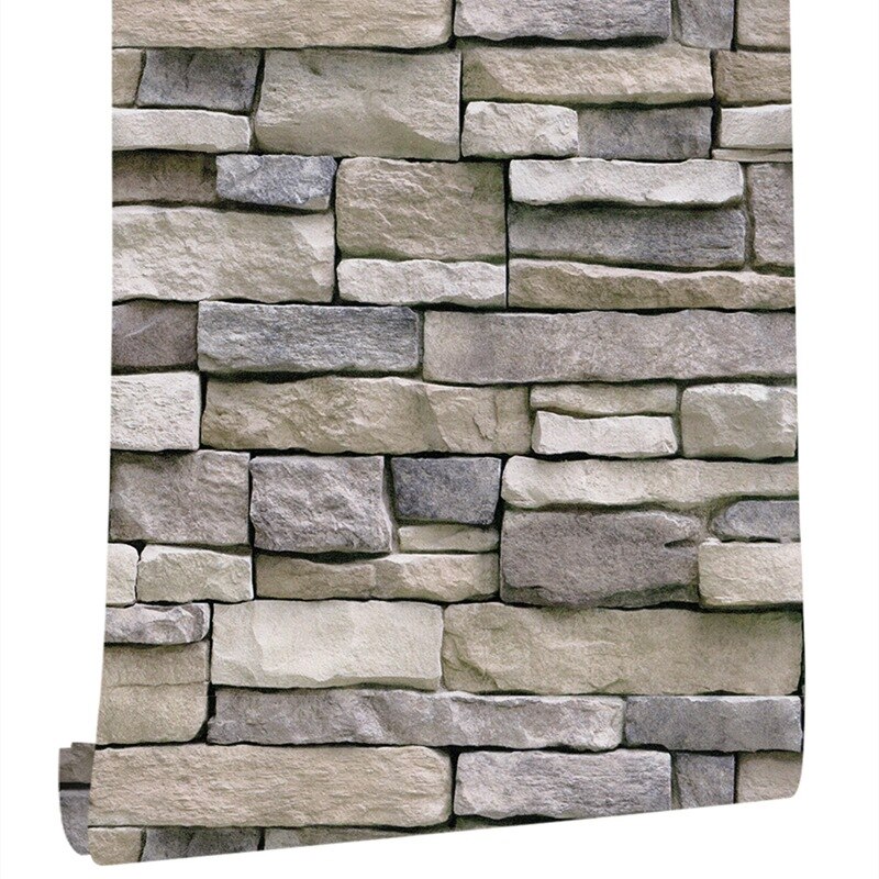 LUCKYYJ-papel tapiz de ladrillo extraíble, papel de Contacto autoadhesivo 3D de imitación de piedra texturizada, aspecto de pared, papel de ladrillo rústico: 45x100cm