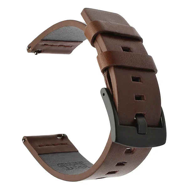 20mm 22mm Leather Band for Samsung Galaxy Watch 7 6 5 4 5Pro 6Classic 18mm 24mm Strap for Huawei Watch GT5 Pro 46mm: White Black / 20mm