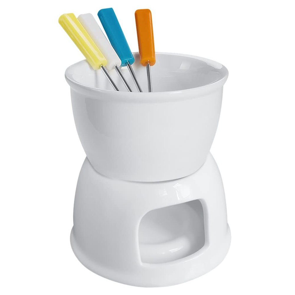 Tebery – ensemble de Fondue avec 4 fourchettes de couleur, théière de supérieure, Pot de fusion en porcelaine pour fromage, chocolat et tartes