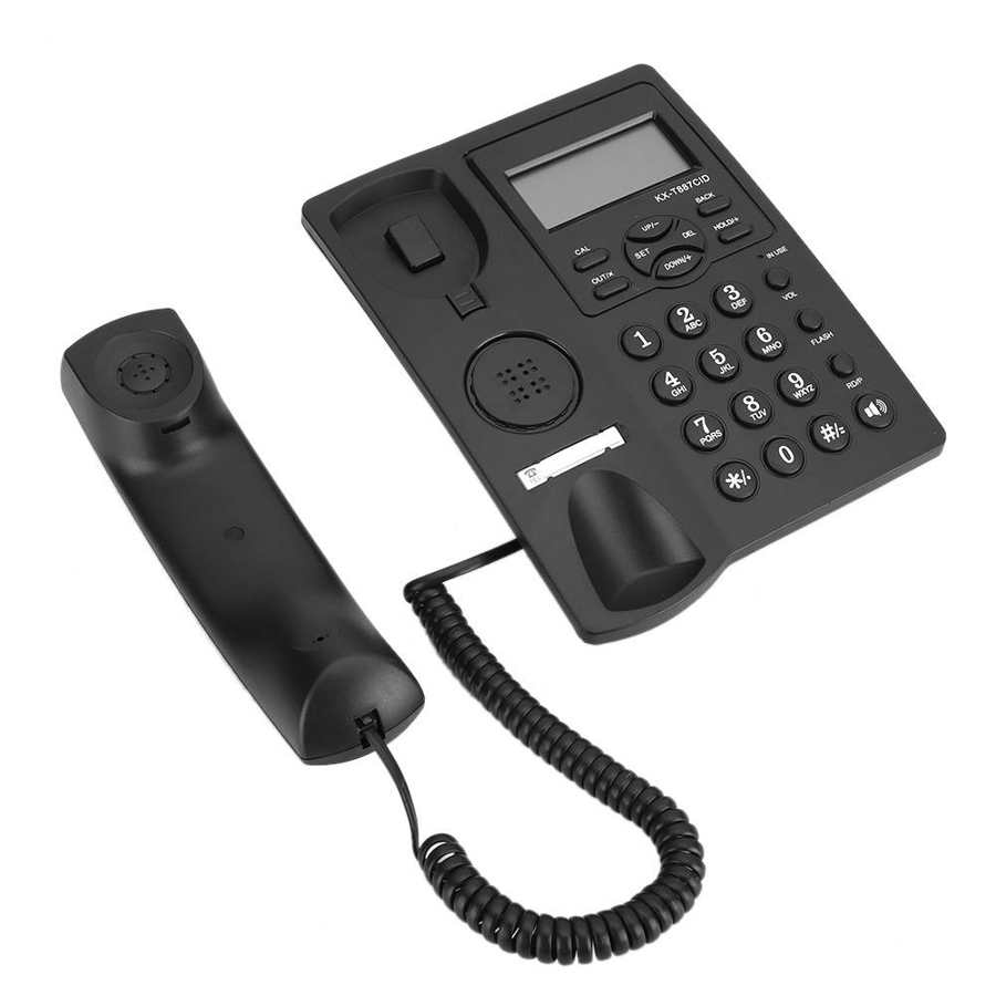 English Office Home Corded Telephone DTMF\FSK dual system hands-free volume phone with LCD Screen Display Black Telephones