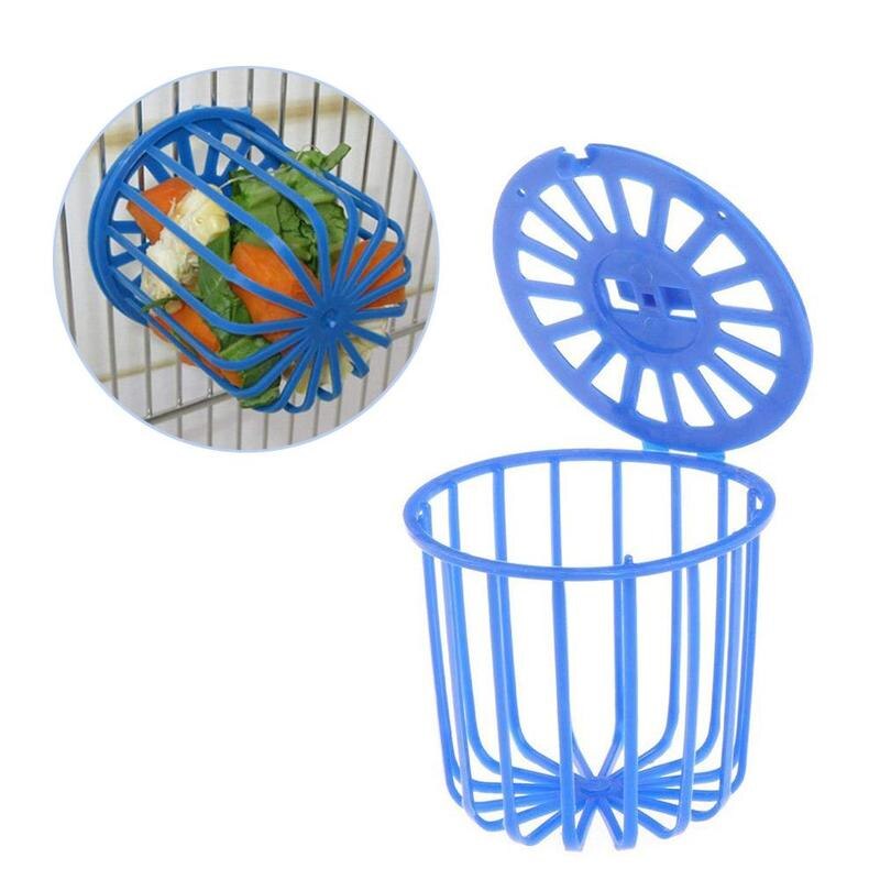 Parrot bird feeder fruit cage vegetable holder cage accessories bird basket container toys pet hanging blue supplies G7H2