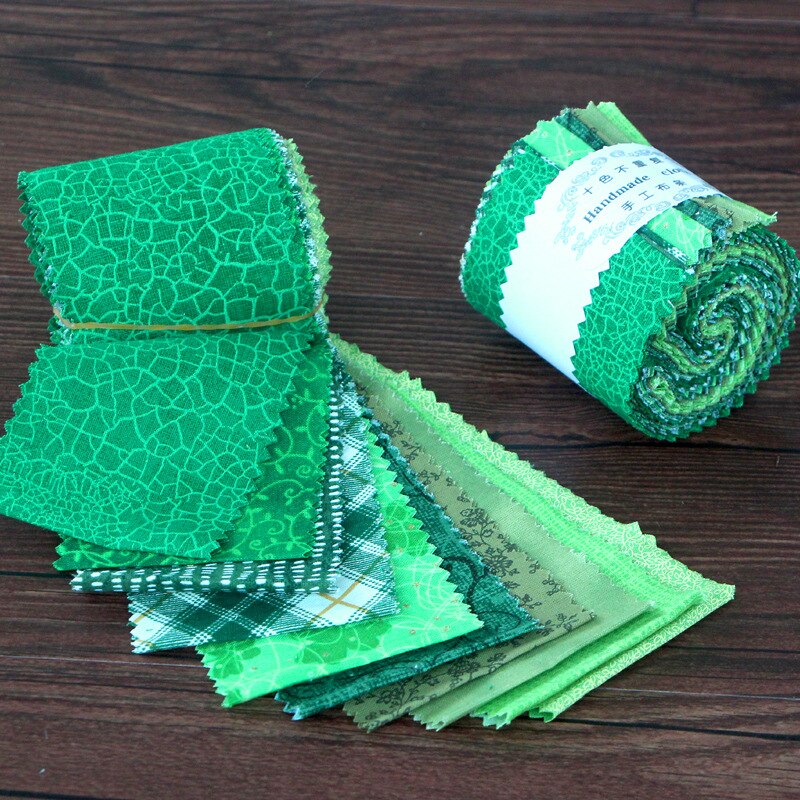 10 stk/rull jelly roll stoff jelly roll stoff strip jelly roll stoff strips quilting stoff rull jelly roll strip 6.2 x 110cm: Grønn