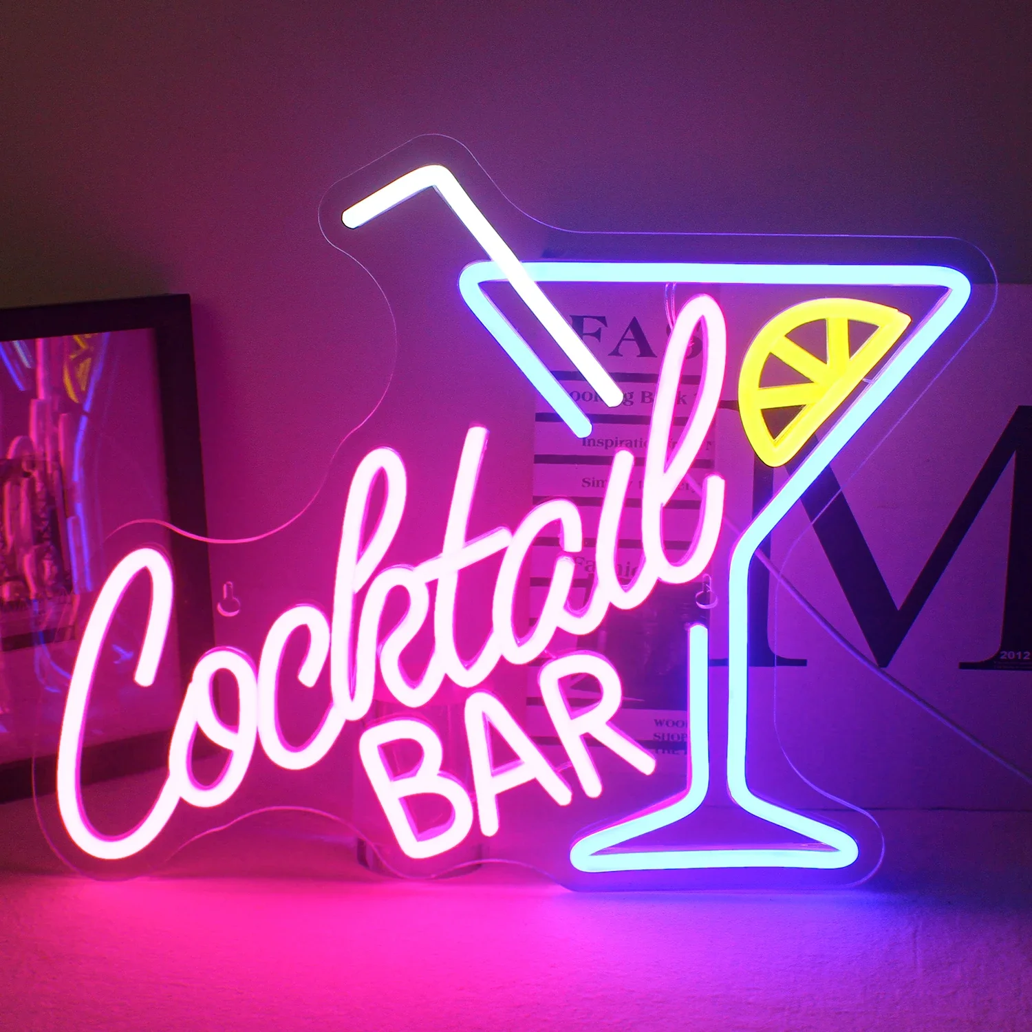 Cocktailbar neonskilt ledet neonlys til fest pub nattklubb hjemmedekorasjon ølbar kunst vegglampe lysende skilt: Naturlig lys