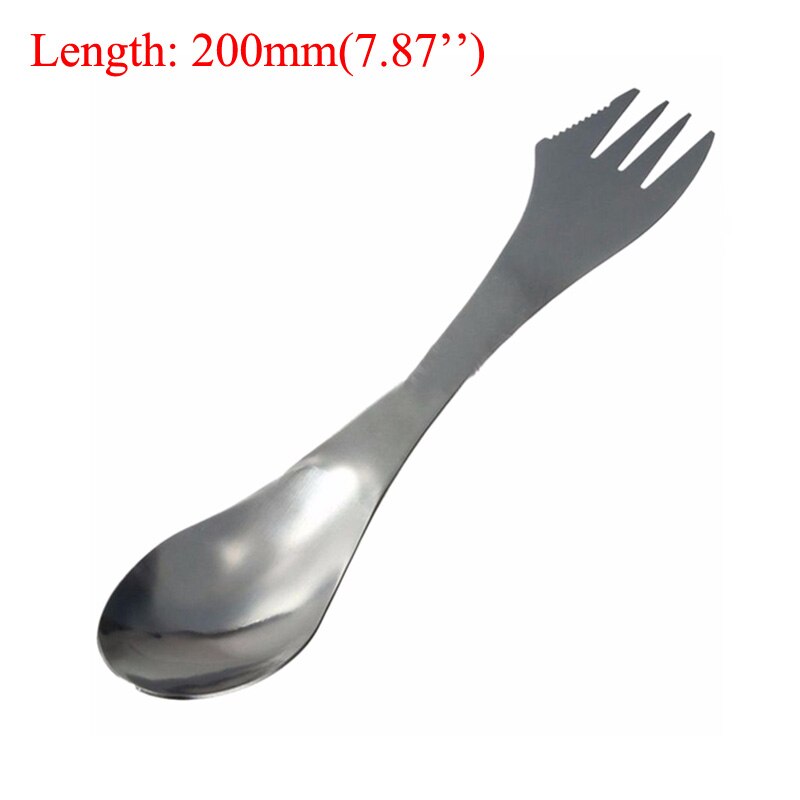 Mochila multiherramienta portátil para campamento, utensilios de cocina largos, cubiertos de Picnic de acero inoxidable, vajilla, tenedor, cuchara: Stainless Steel
