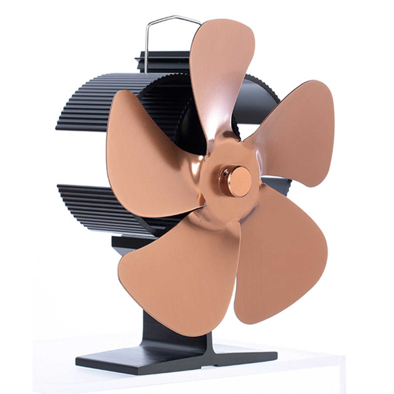 Ventilador de chimenea de alta temperatura, 5 aspas, silencioso, respetuoso con el medio ambiente, para estufa de leña, 55 ℃ ~ 350 ℃: Copper