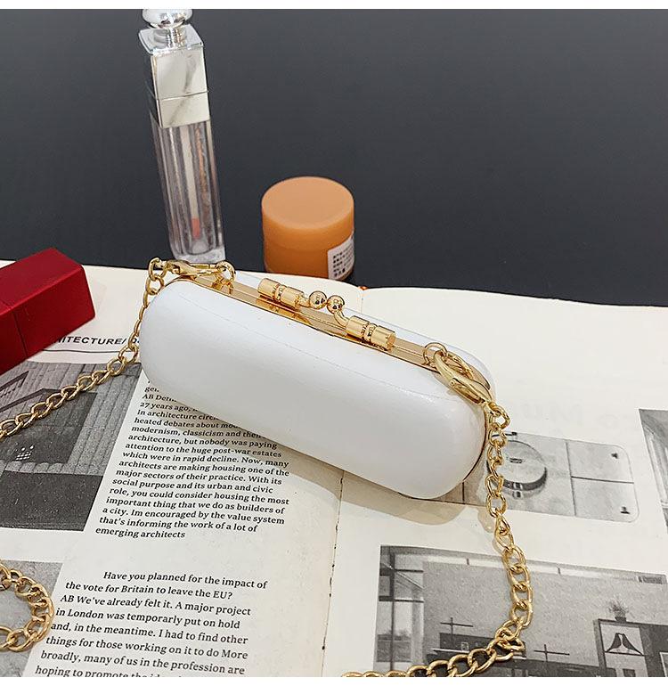 Mini Lippenstift Halfter Schulter Tasche mit Spiegel Faux Leder Frauen Abnehmbare Kette Reise Crossbody Geldbörse machen-hoch Lagerung Handtasche: Weiß