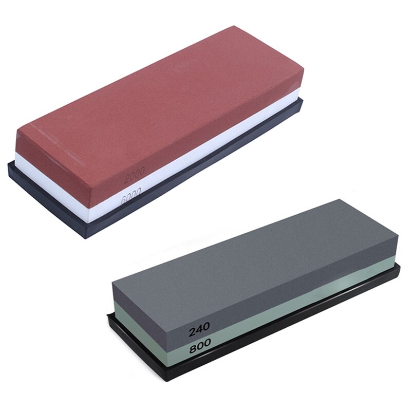 Schleifstein 2-IN-1 Schärfen Stein 240/800 Grit Wasserstein Messer Spitzer, gummi Stein Halter Enthalten & 2000/6000 Gegürtet