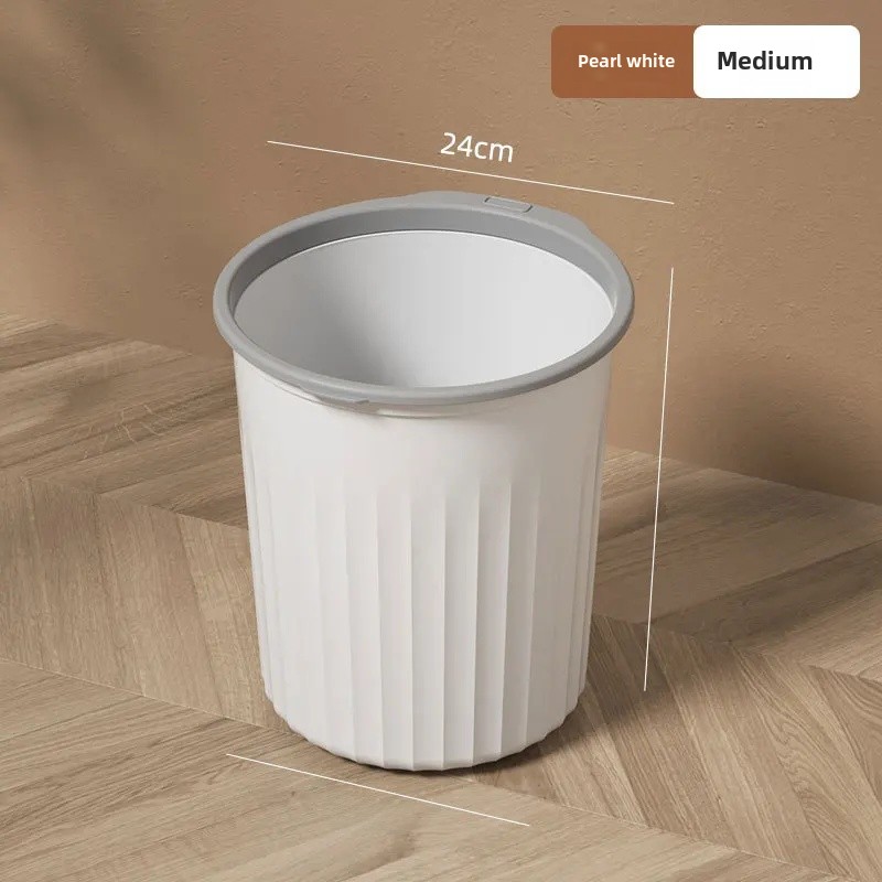 Thick Plastic Trash Can Kitchen Home Use Large Capacity No Cover Big Caliber Multi Scene Garbage Basket with Press Ring: Yellow